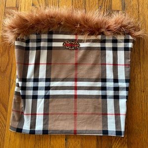 faux Burberry print tube top